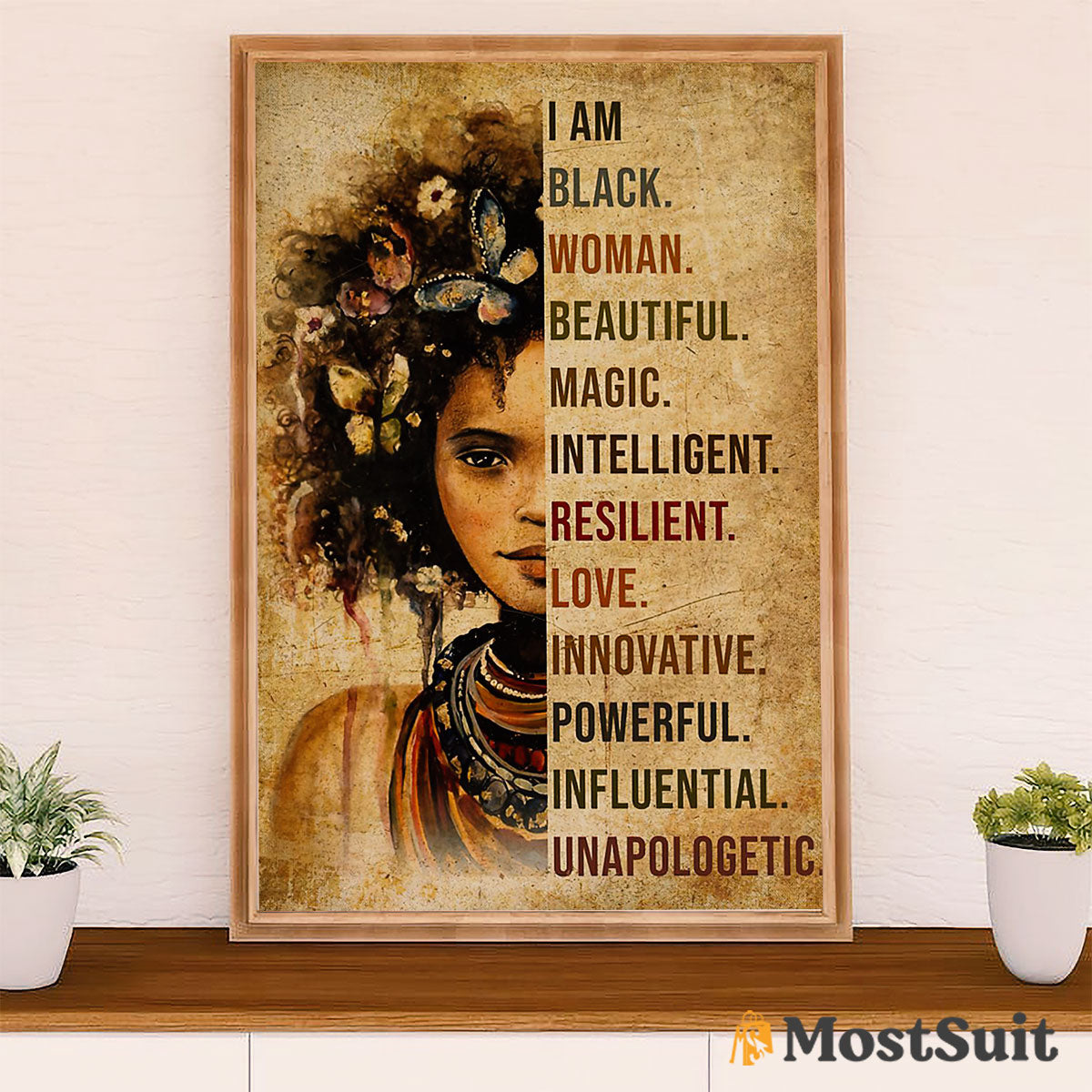 African American Afro Poster | Gift for Black Girl | Juneteenth Day Room Wall Art - I Am Black Woman