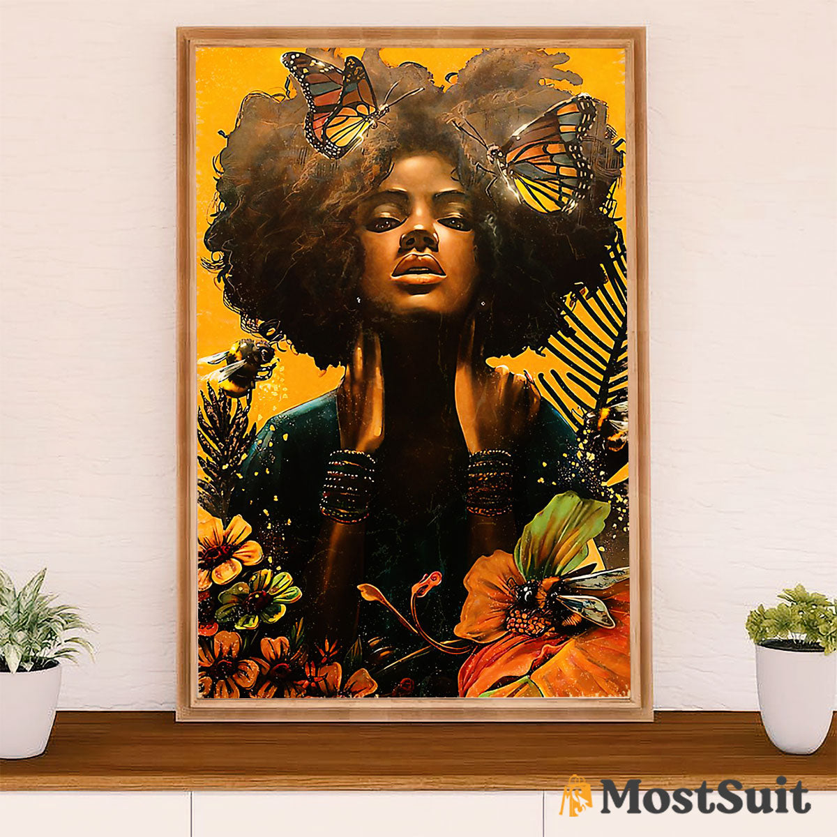 African American Afro Poster | Gift for Black Girl | Juneteenth Day Room Wall Art - Black Woman Potrait