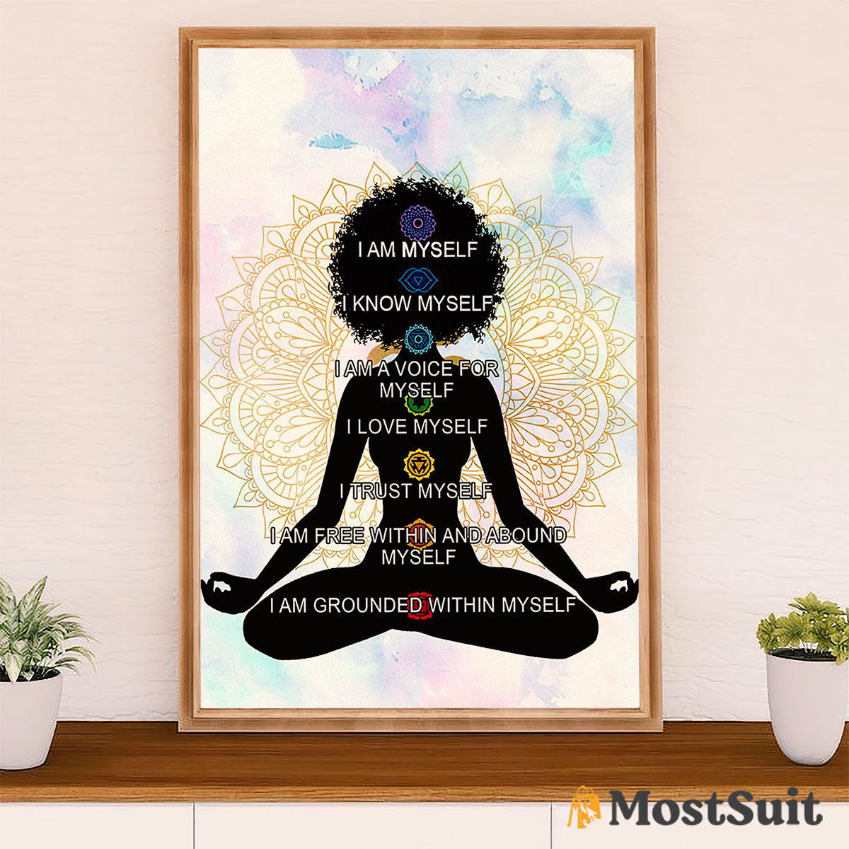 African American Afro Poster | Gift for Black Girl | Juneteenth Day Room Wall Art - I Am Myself