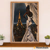 African American Afro Poster | Gift for Black Girl | Juneteenth Day Room Wall Art - Black Woman Watching Eiffel