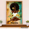 African American Afro Poster | Gift for Black Girl | Juneteenth Day Room Wall Art - Personalized Name Yoga Sunflower