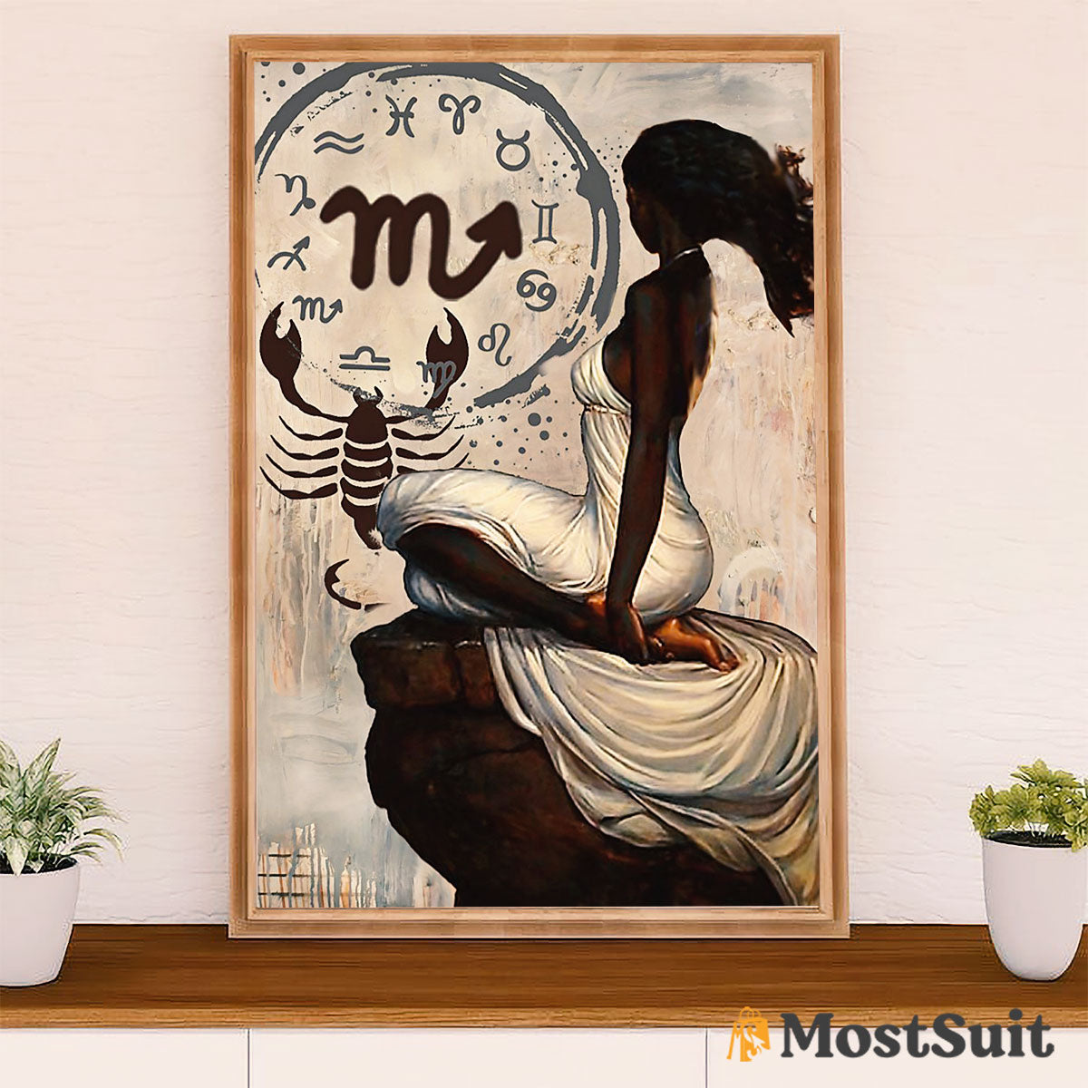 African American Afro Poster | Gift for Black Girl | Juneteenth Day Room Wall Art - Scorpion Zodiac Black Woman