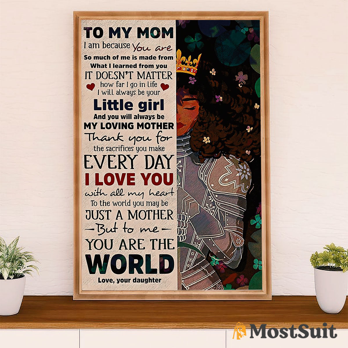 African American Afro Poster | Gift for Black Girl | Juneteenth Day Room Wall Art - From Daughter To My Black Mom