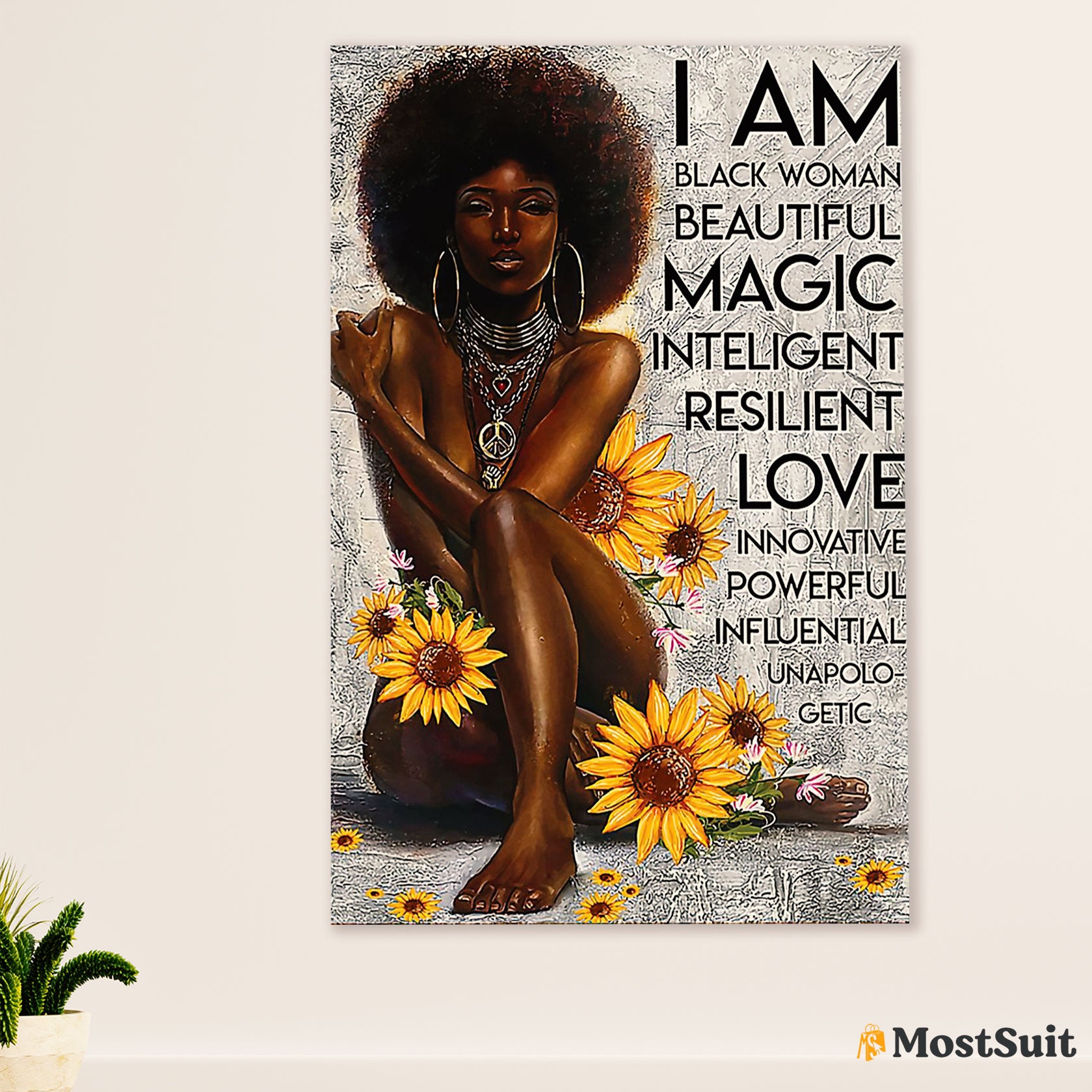 African American Afro Poster | Gift for Black Girl | Juneteenth Day Room Wall Art - Black Woman Beautiful Magic