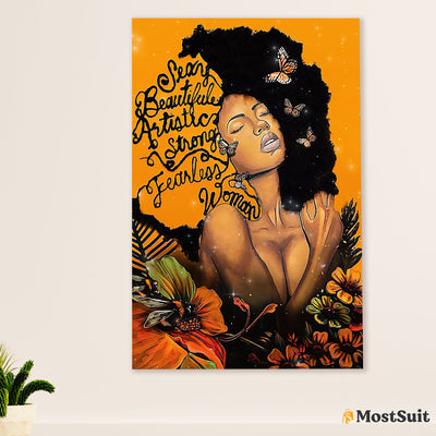 African American Afro Poster | Gift for Black Girl | Juneteenth Day Room Wall Art - Sexy Strong Girl