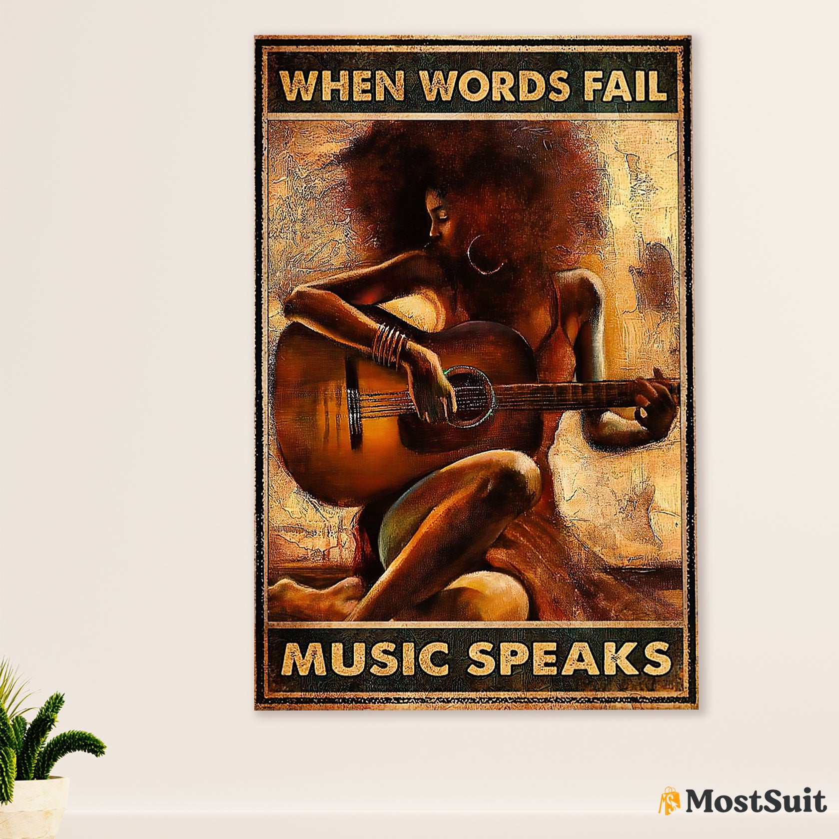 African American Afro Poster | Gift for Black Girl | Juneteenth Day Room Wall Art - Loves Music Vintage