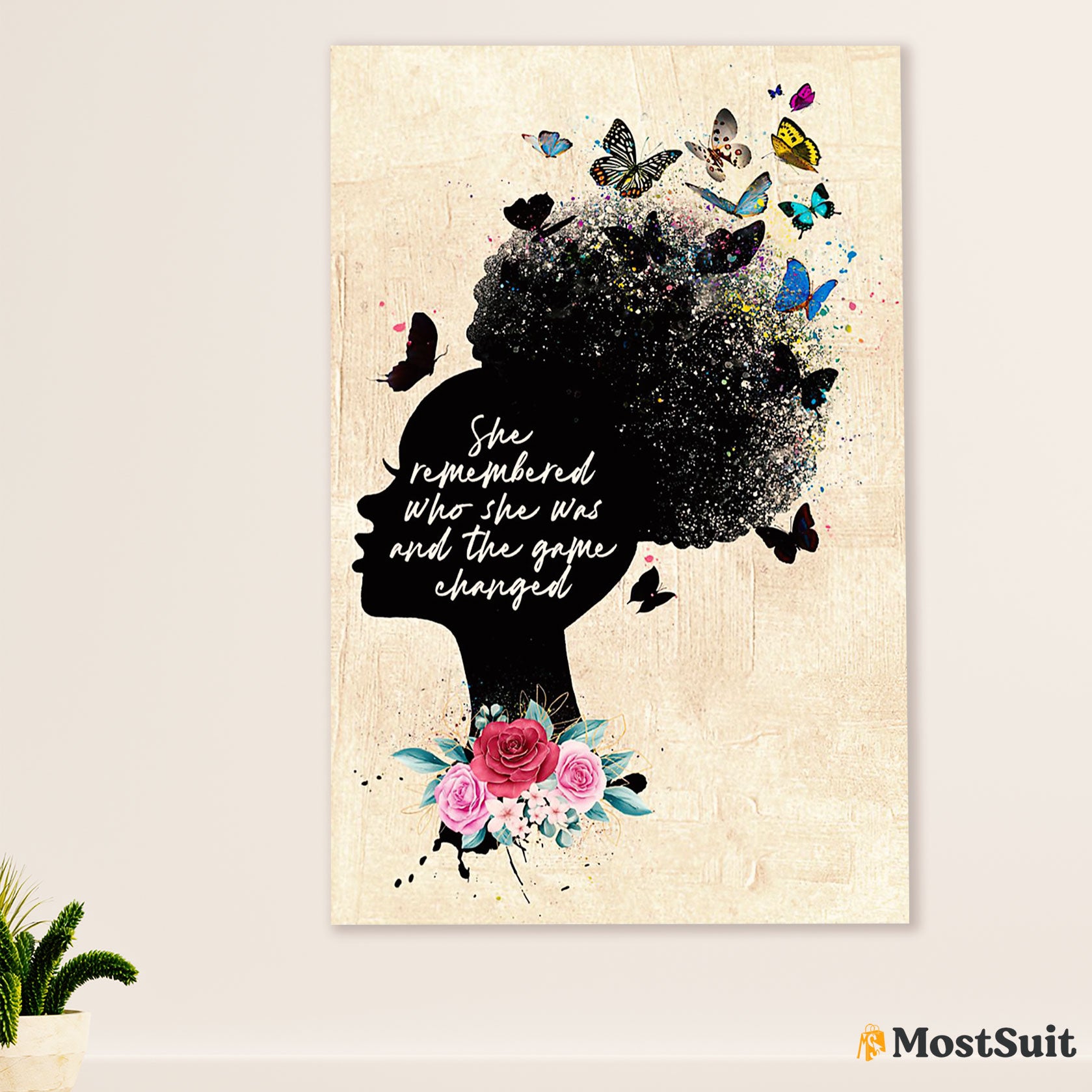 African American Afro Poster | Gift for Black Girl | Juneteenth Day Room Wall Art - Inspirational Quotes Butterflies