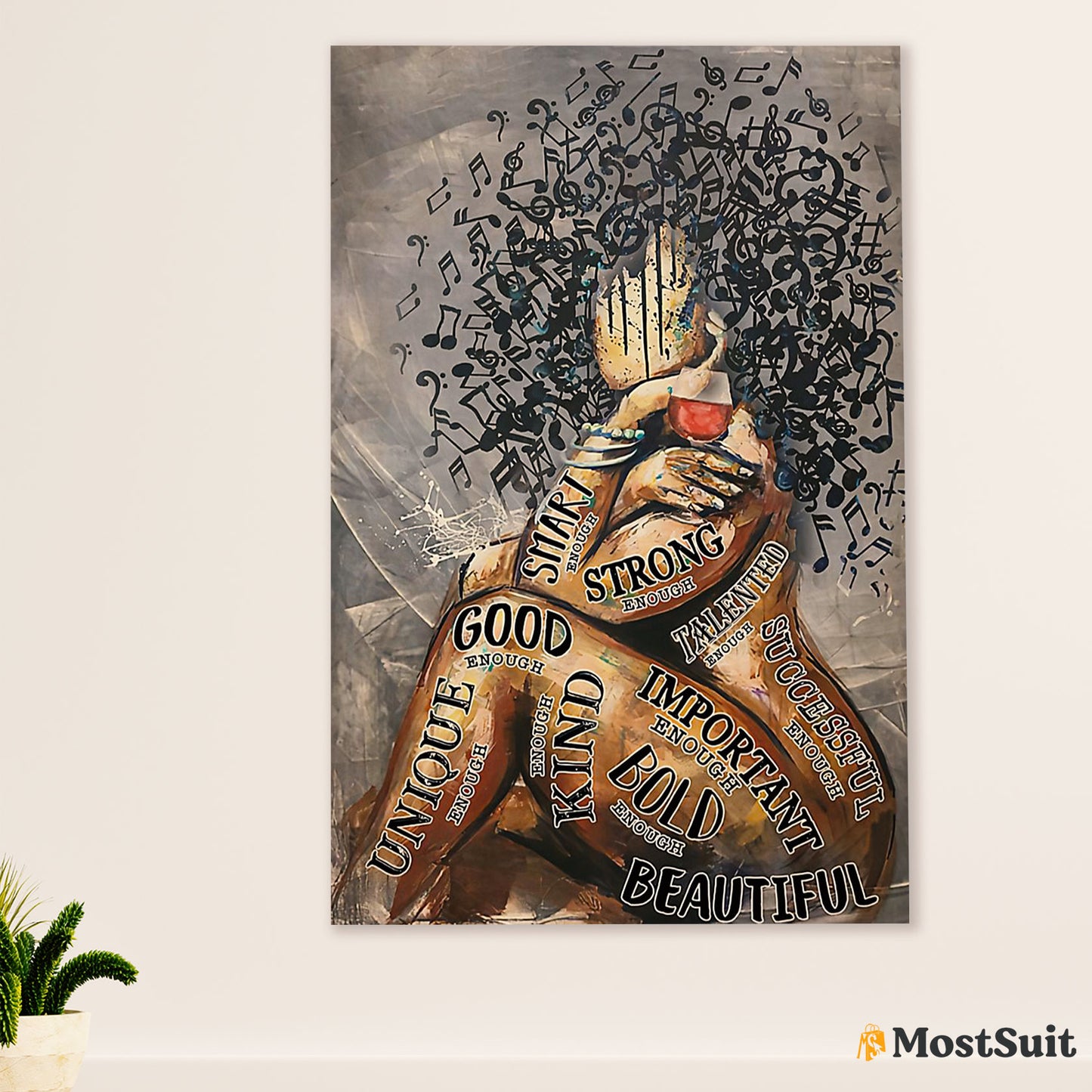 African American Afro Poster | Gift for Black Girl | Juneteenth Day Room Wall Art - Motivational Quotes Wine Girl