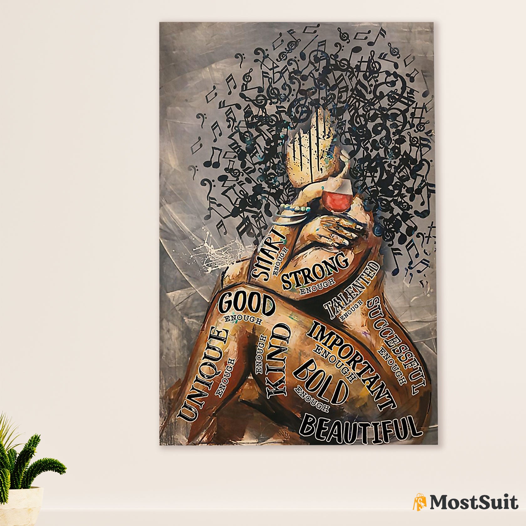 African American Afro Poster | Gift for Black Girl | Juneteenth Day Room Wall Art - Motivational Quotes Wine Girl