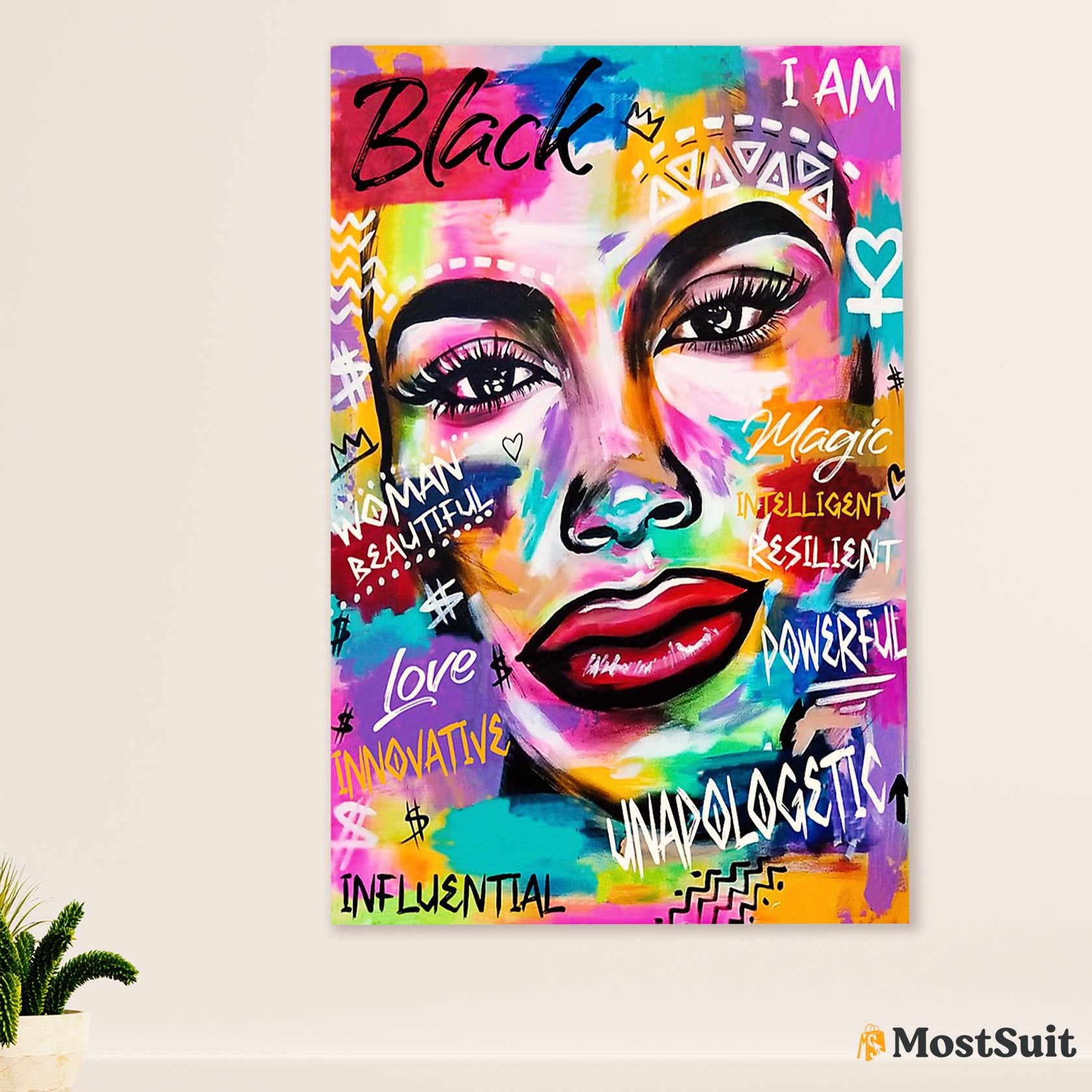 African American Afro Poster | Gift for Black Girl | Juneteenth Day Room Wall Art - Colorful Woman Beautiful