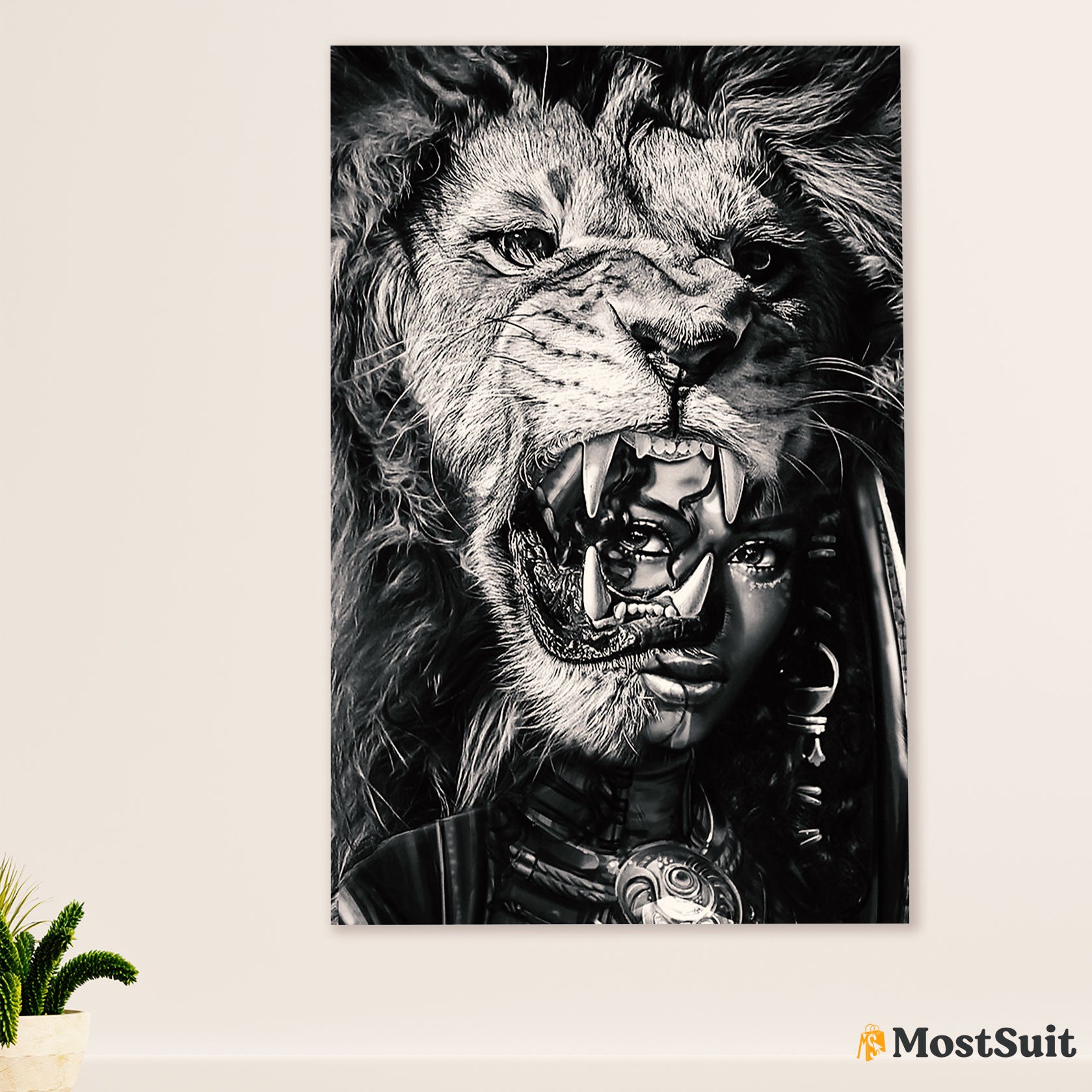 African American Afro Poster | Gift for Black Girl | Juneteenth Day Room Wall Art - Black Woman Tiger Lion