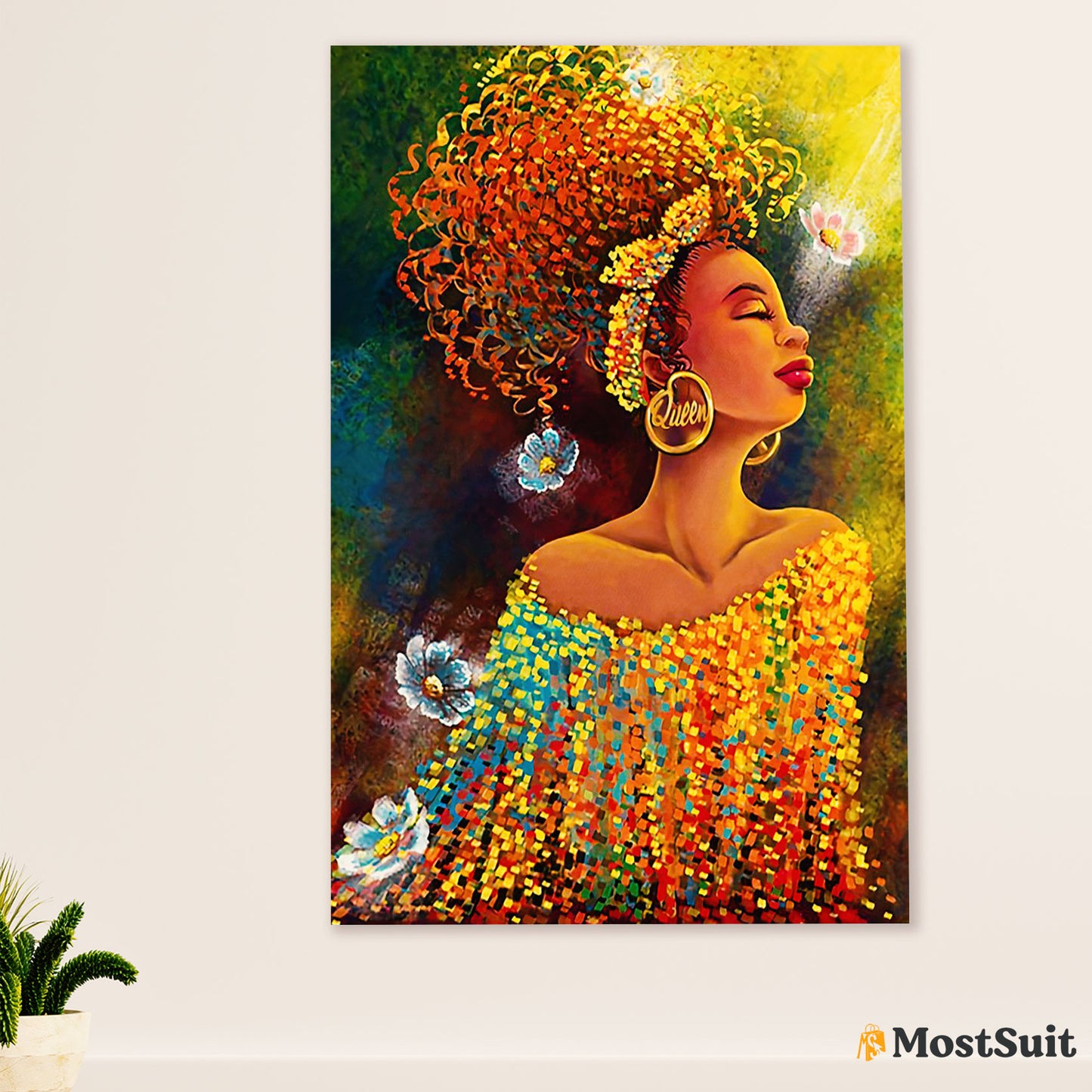 African American Afro Poster | Gift for Black Girl | Juneteenth Day Room Wall Art - Black Queen 