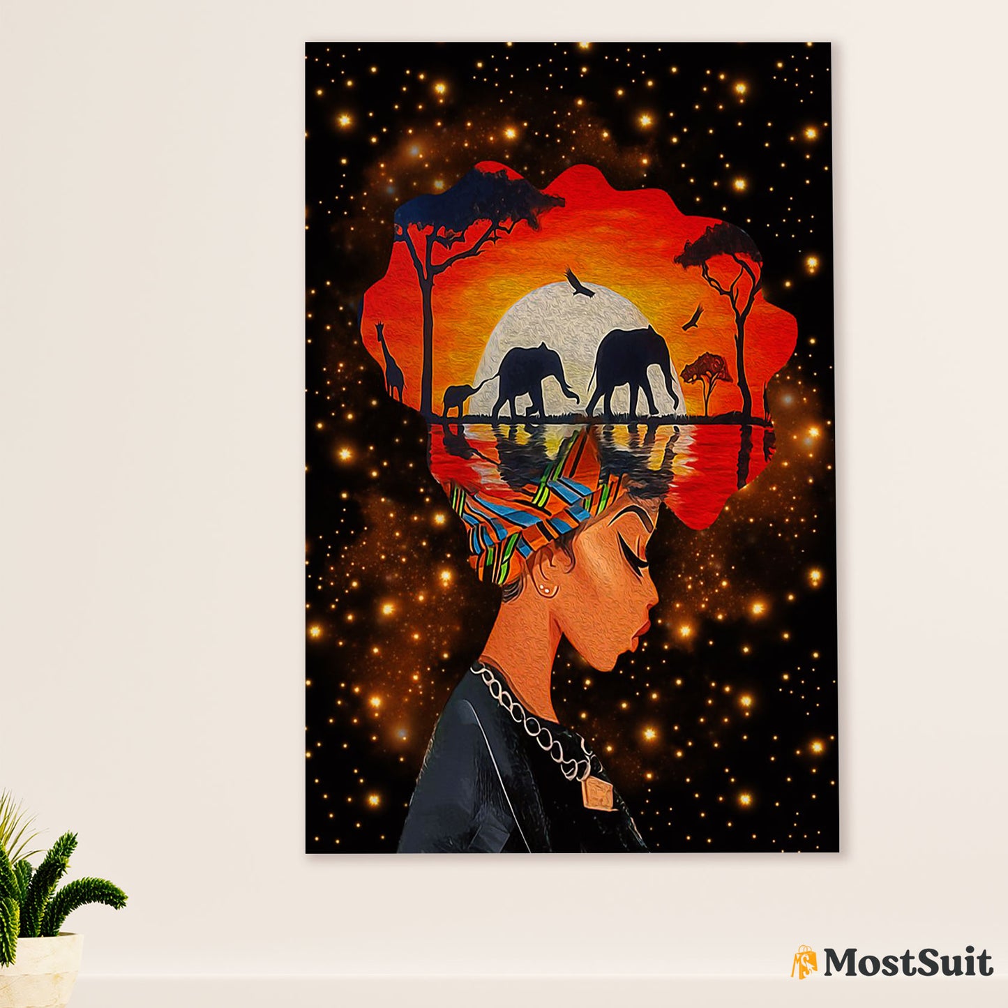 African American Afro Poster | Gift for Black Girl | Juneteenth Day Room Wall Art - Black Girl Nature