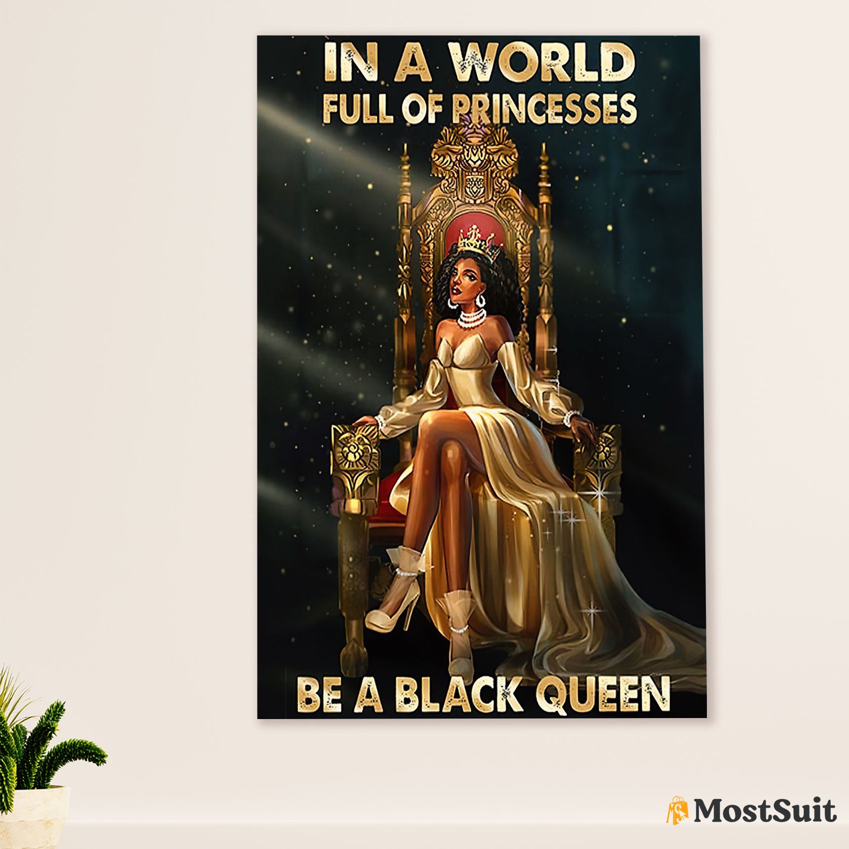 African American Afro Poster | Gift for Black Girl | Juneteenth Day Room Wall Art - Be A Black Queen
