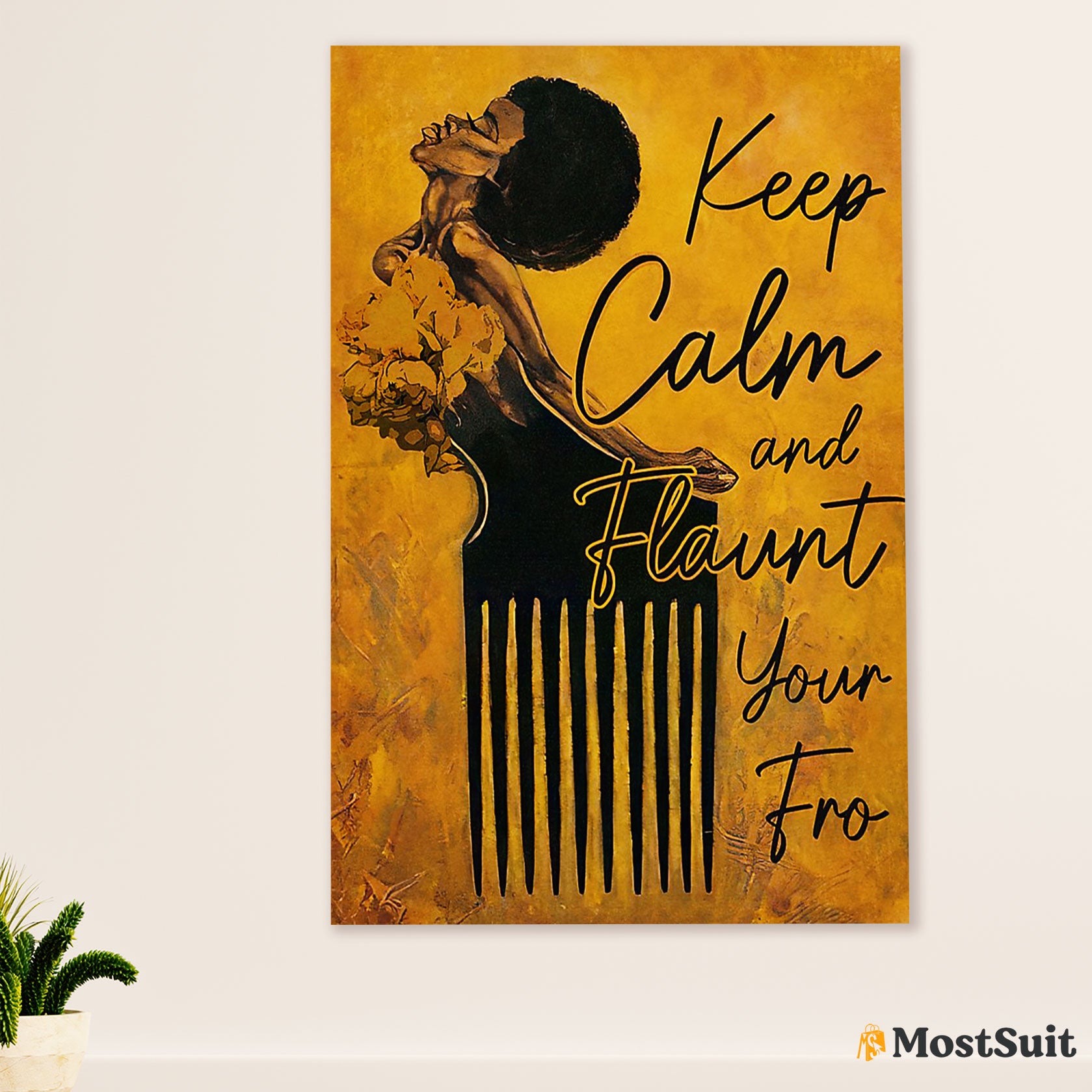 African American Afro Poster | Gift for Black Girl | Juneteenth Day Room Wall Art - Keep Calm Flaunt