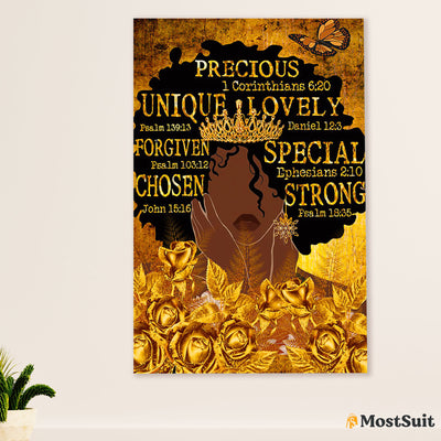 African American Afro Poster | Gift for Black Girl | Juneteenth Day Room Wall Art - Golden Black Woman