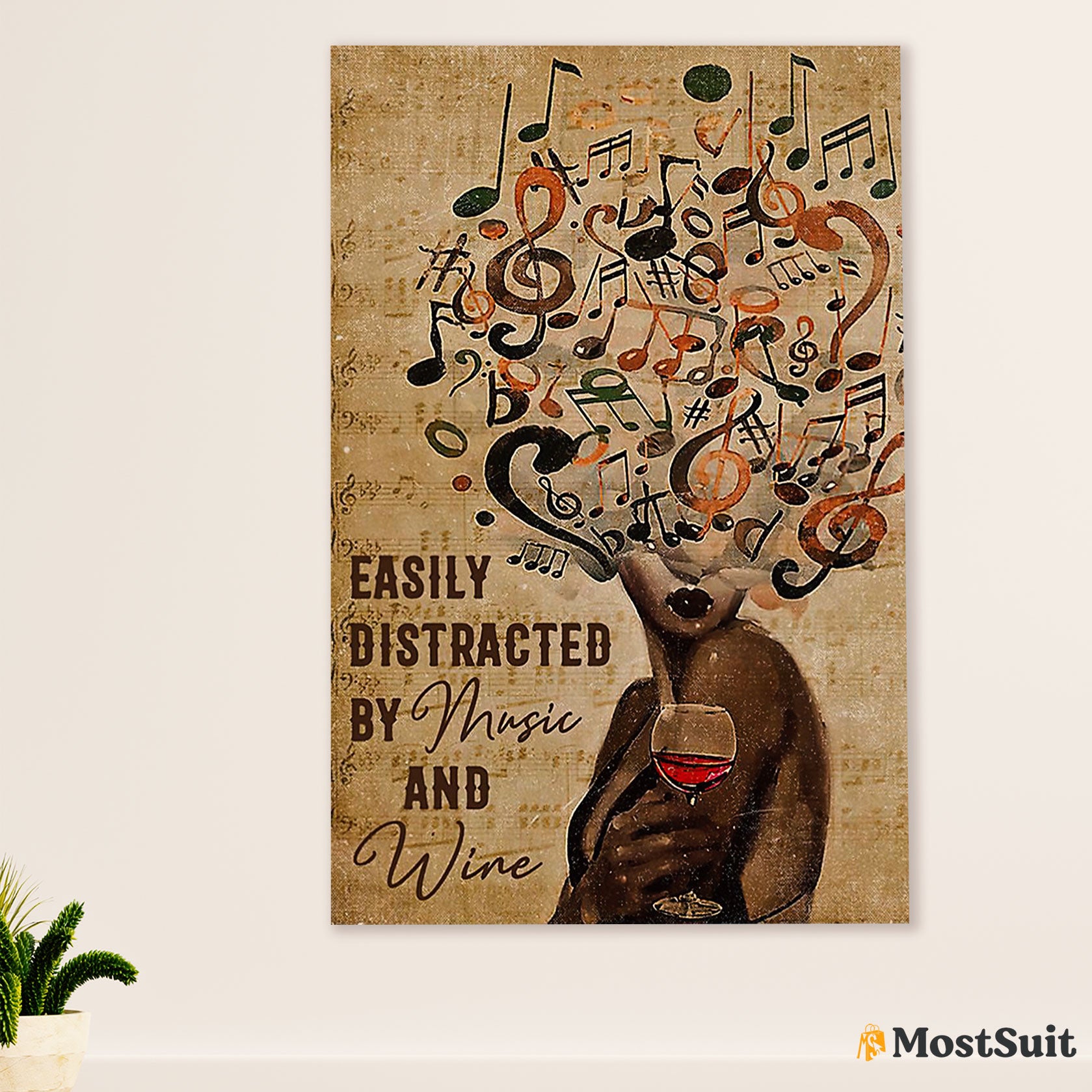 African American Afro Poster | Gift for Black Girl | Juneteenth Day Room Wall Art - Distracted By Music Wine