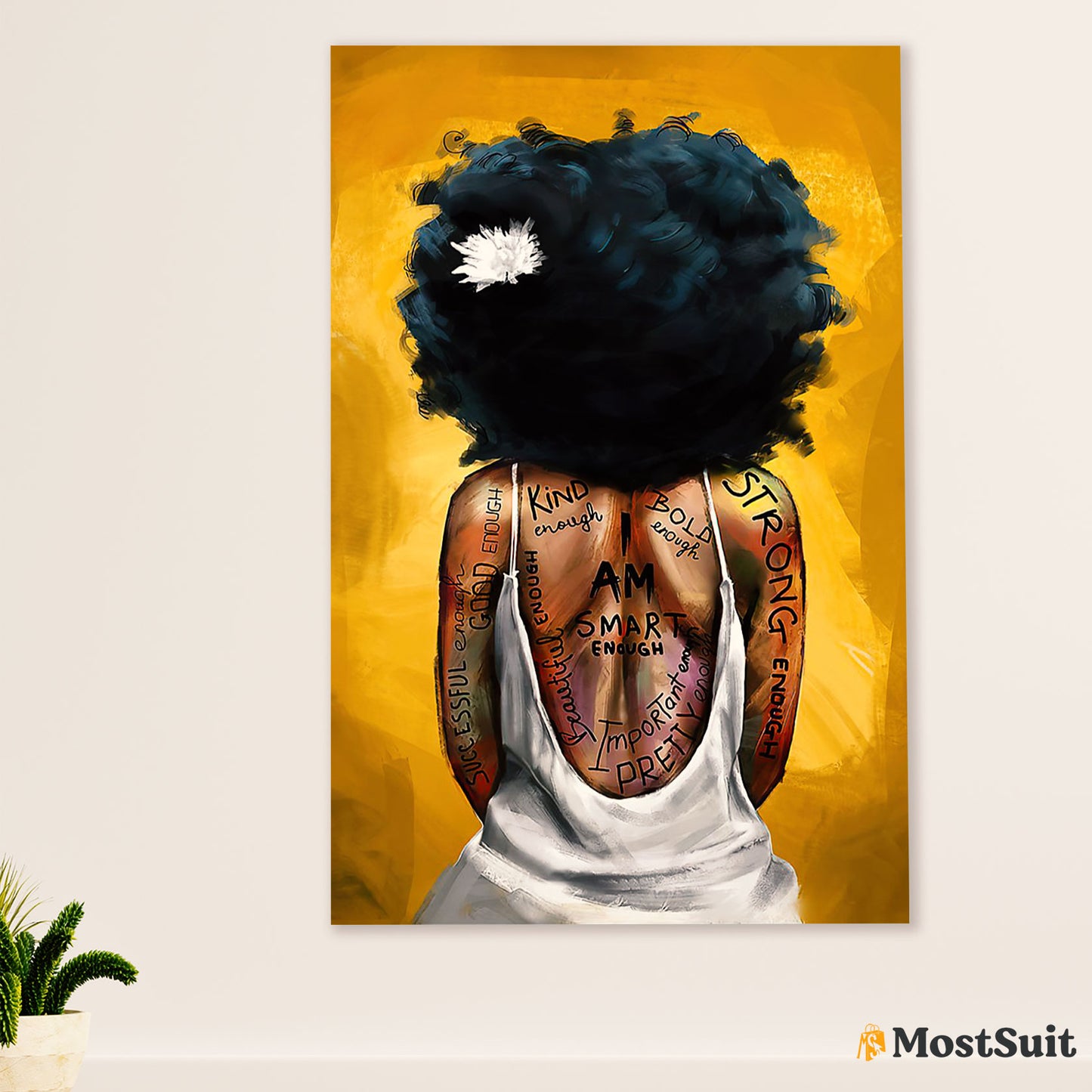 African American Afro Poster | Gift for Black Girl | Juneteenth Day Room Wall Art - Kind Strong Enough