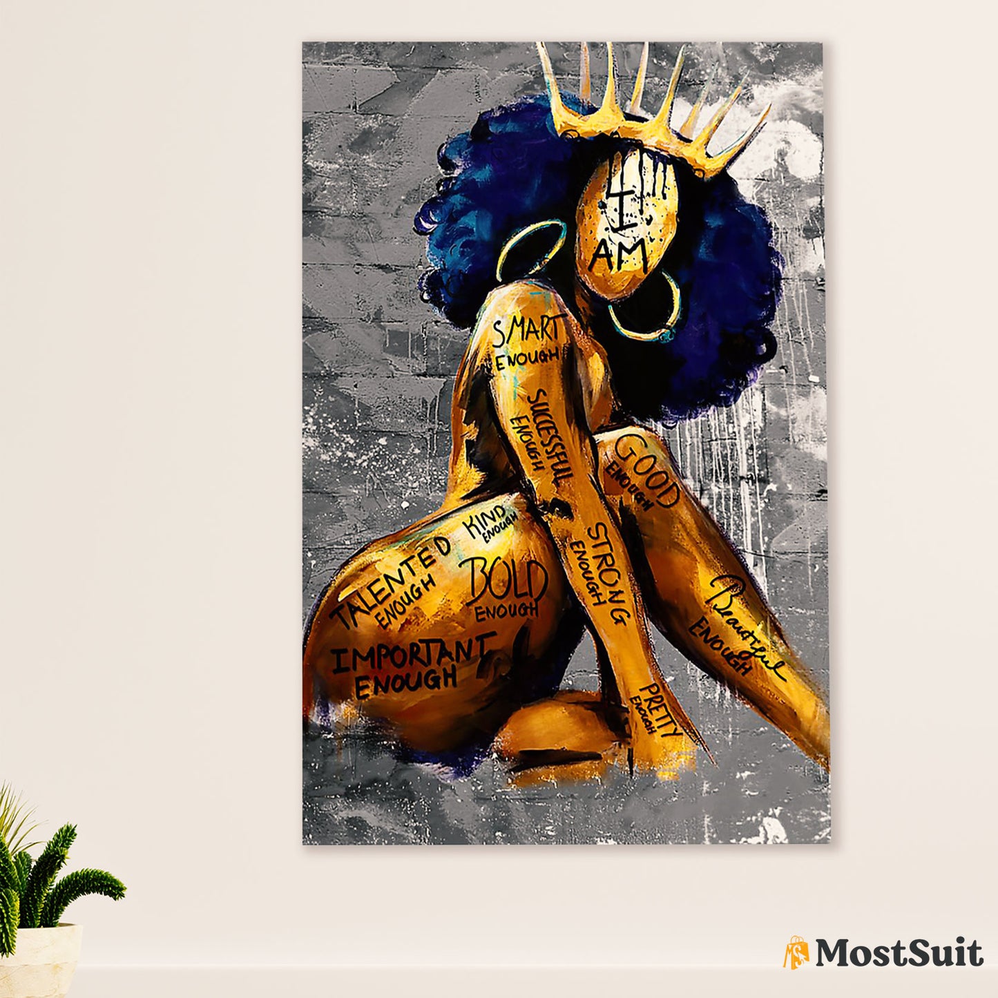 African American Afro Poster | Gift for Black Girl | Juneteenth Day Room Wall Art - I Am Bold Enough