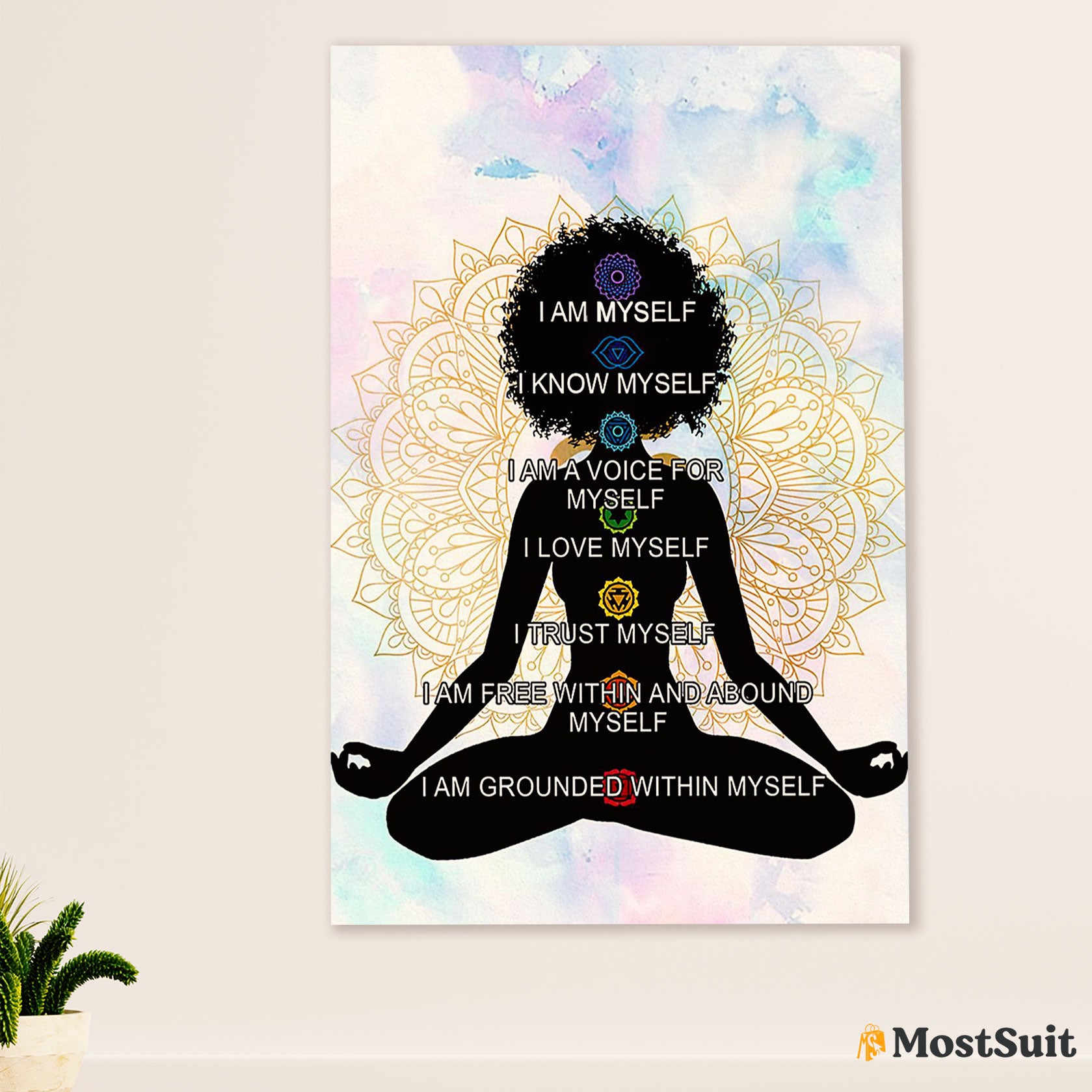 African American Afro Poster | Gift for Black Girl | Juneteenth Day Room Wall Art - I Am Myself