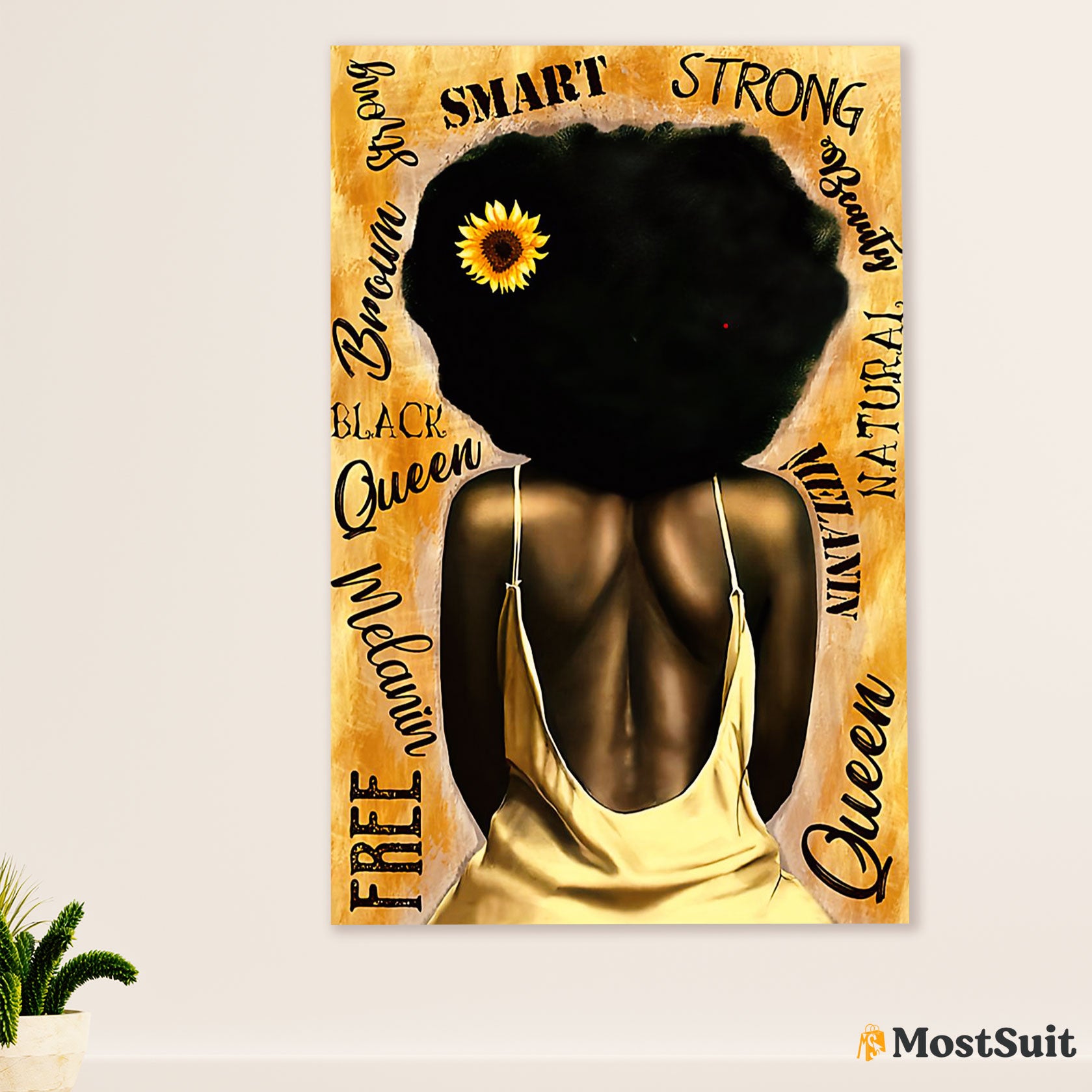 African American Afro Poster | Gift for Black Girl | Juneteenth Day Room Wall Art - Smart & Strong Girl