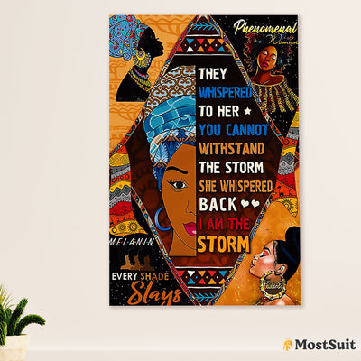 African American Afro Poster | Gift for Black Girl | Juneteenth Day Room Wall Art - I Am The Storm