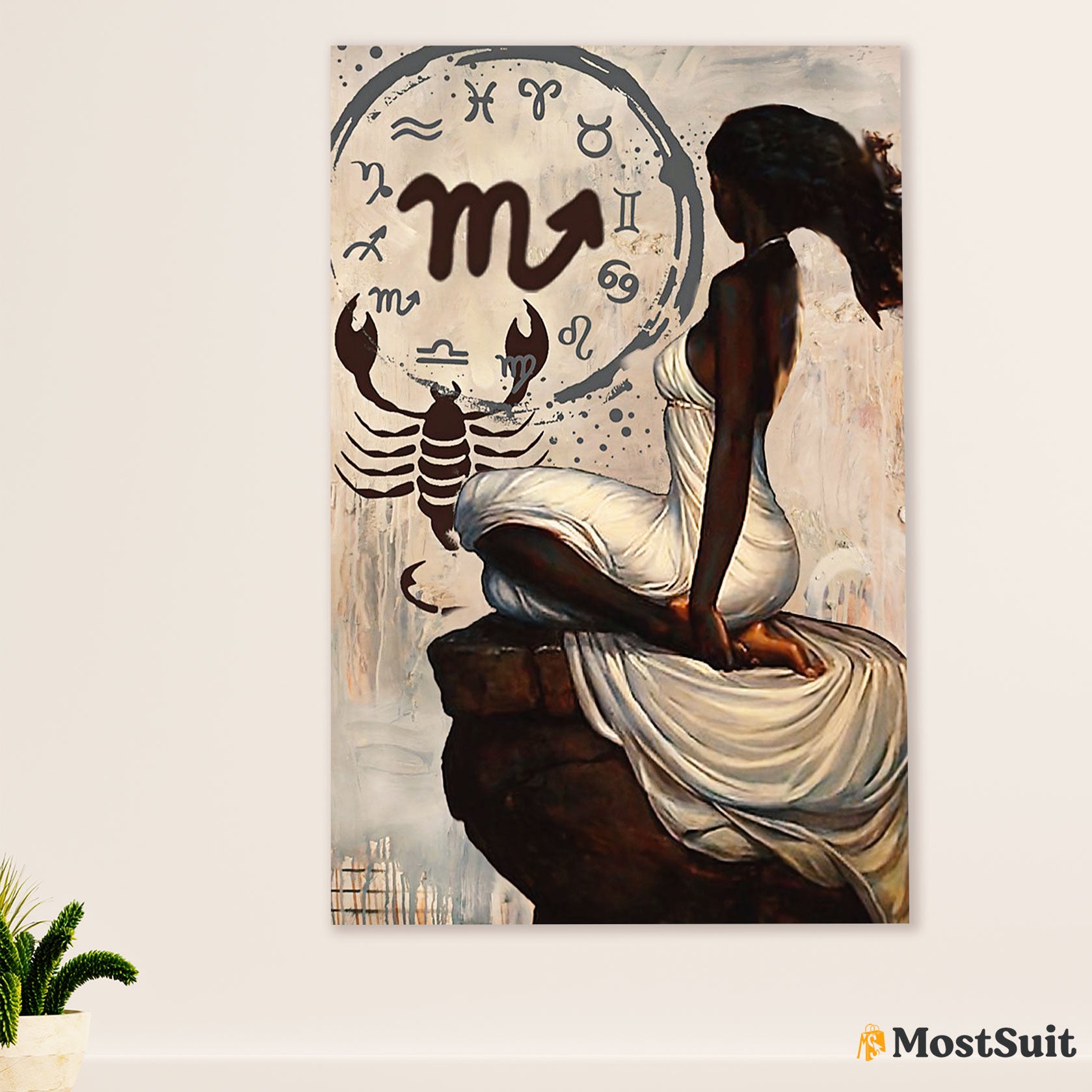 African American Afro Poster | Gift for Black Girl | Juneteenth Day Room Wall Art - Scorpion Zodiac Black Woman