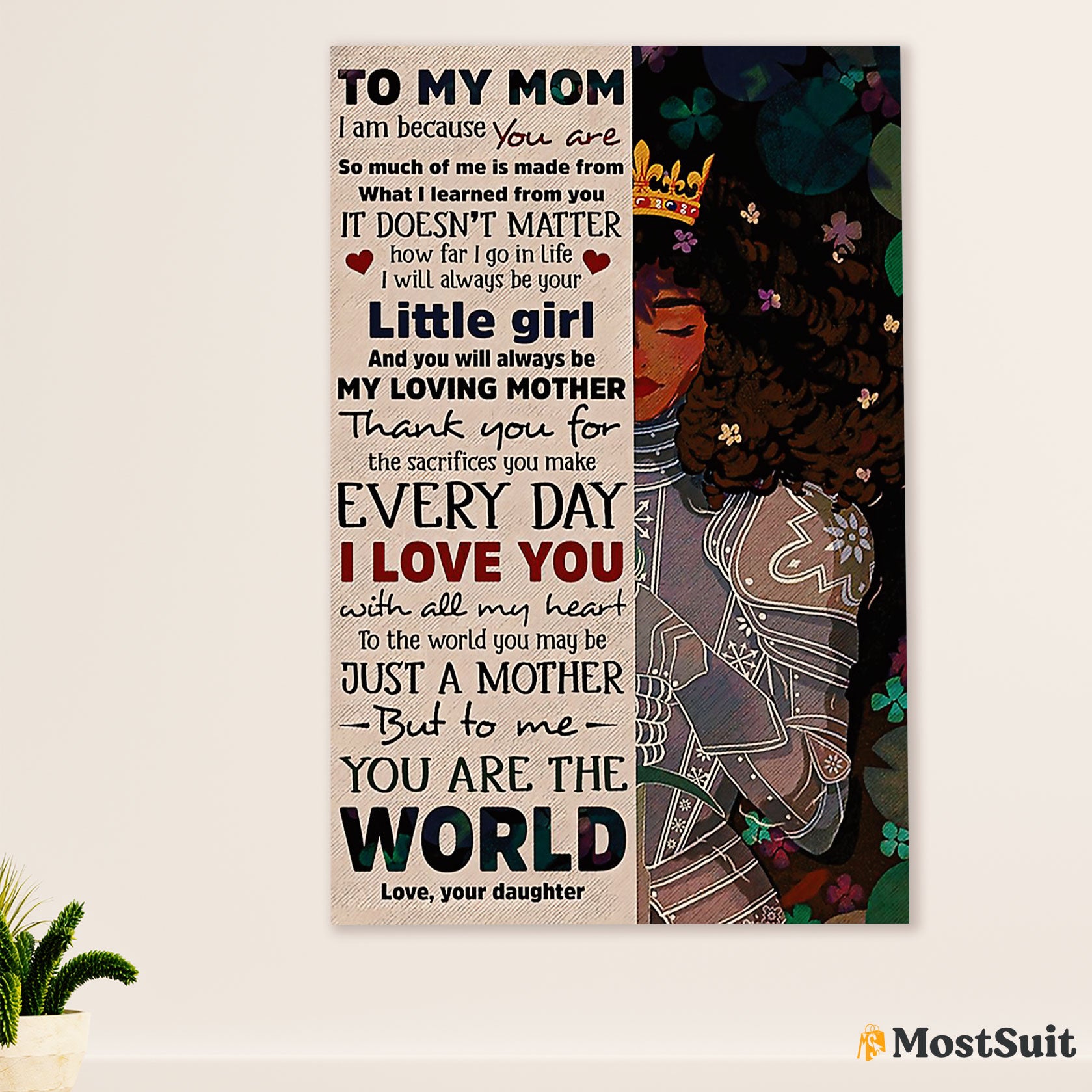 African American Afro Poster | Gift for Black Girl | Juneteenth Day Room Wall Art - From Daughter To My Black Mom