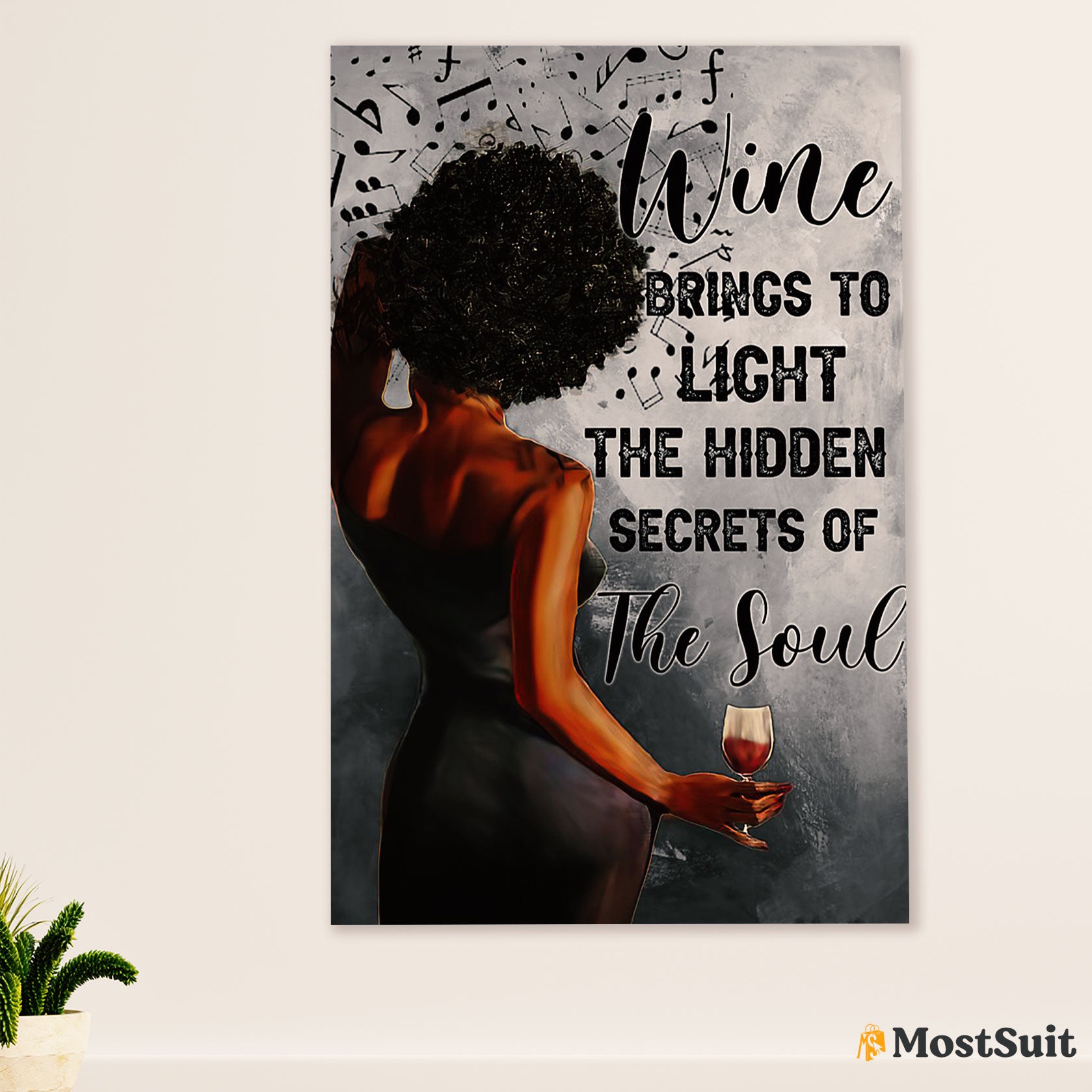 African American Afro Poster | Gift for Black Girl | Juneteenth Day Room Wall Art - Black Woman Wine