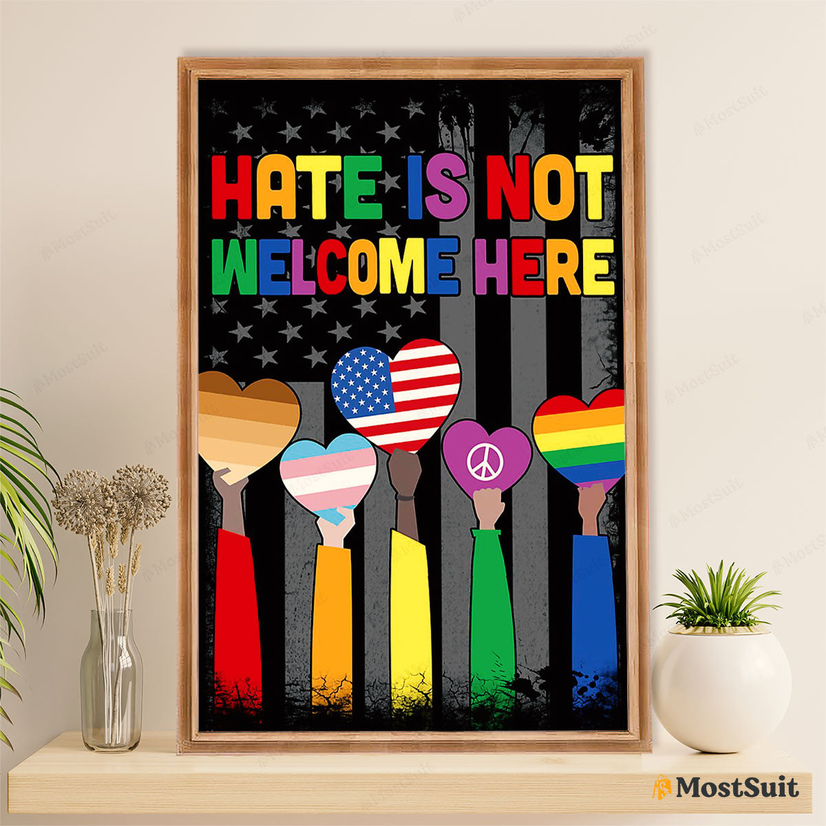 LGBT Gay Pride Month Poster Room Wall Art | American Hate Is Not Welcome