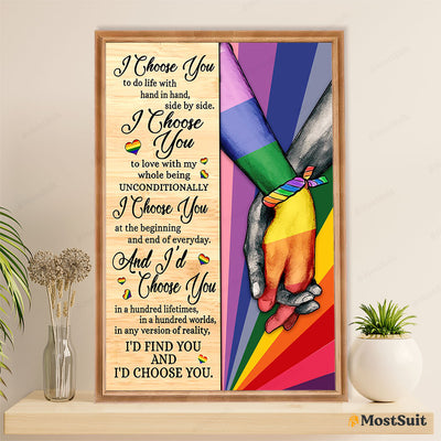 LGBT Gay Pride Month Poster Room Wall Art | Couple I Choose You