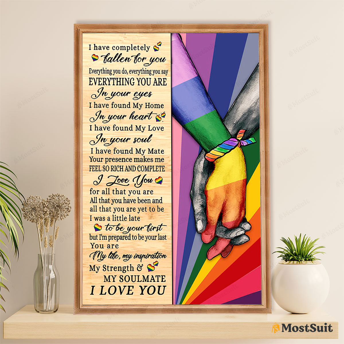 LGBT Gay Pride Month Poster Room Wall Art | Couple I Love You