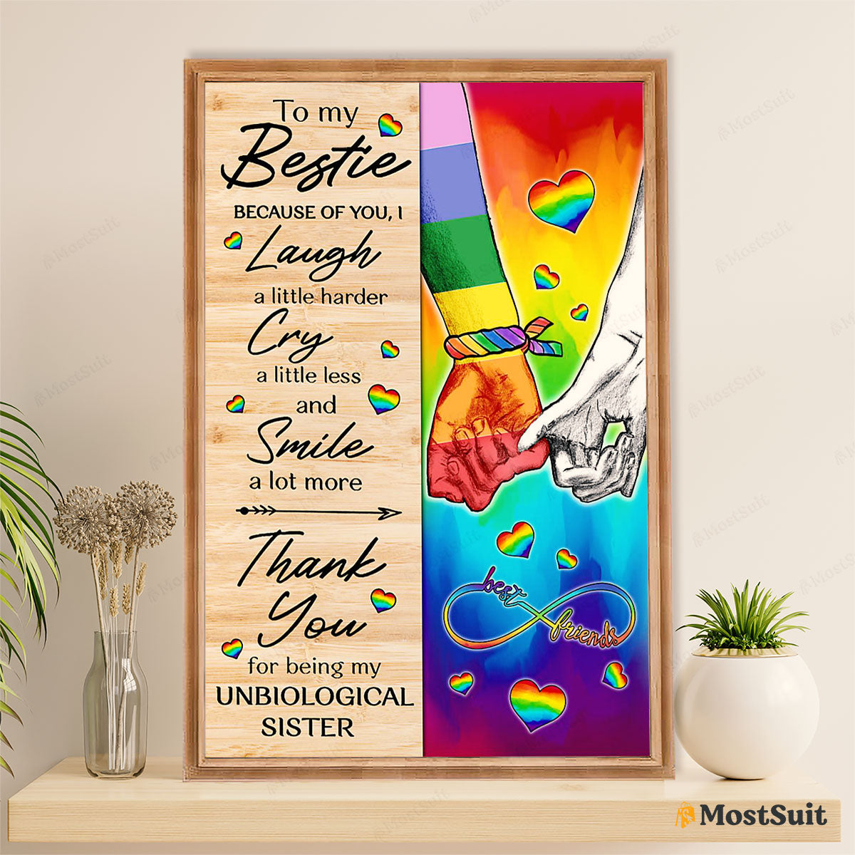 LGBT Gay Pride Month Poster Room Wall Art | Couple Bestie Quote