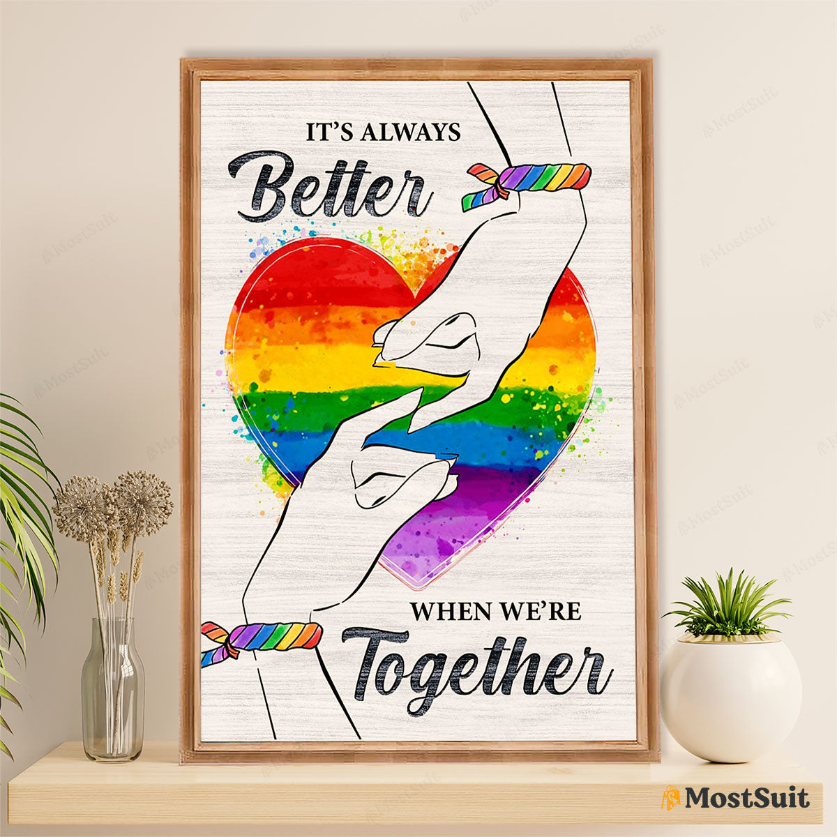 LGBT Gay Pride Month Poster Room Wall Art | Couple Hand Together