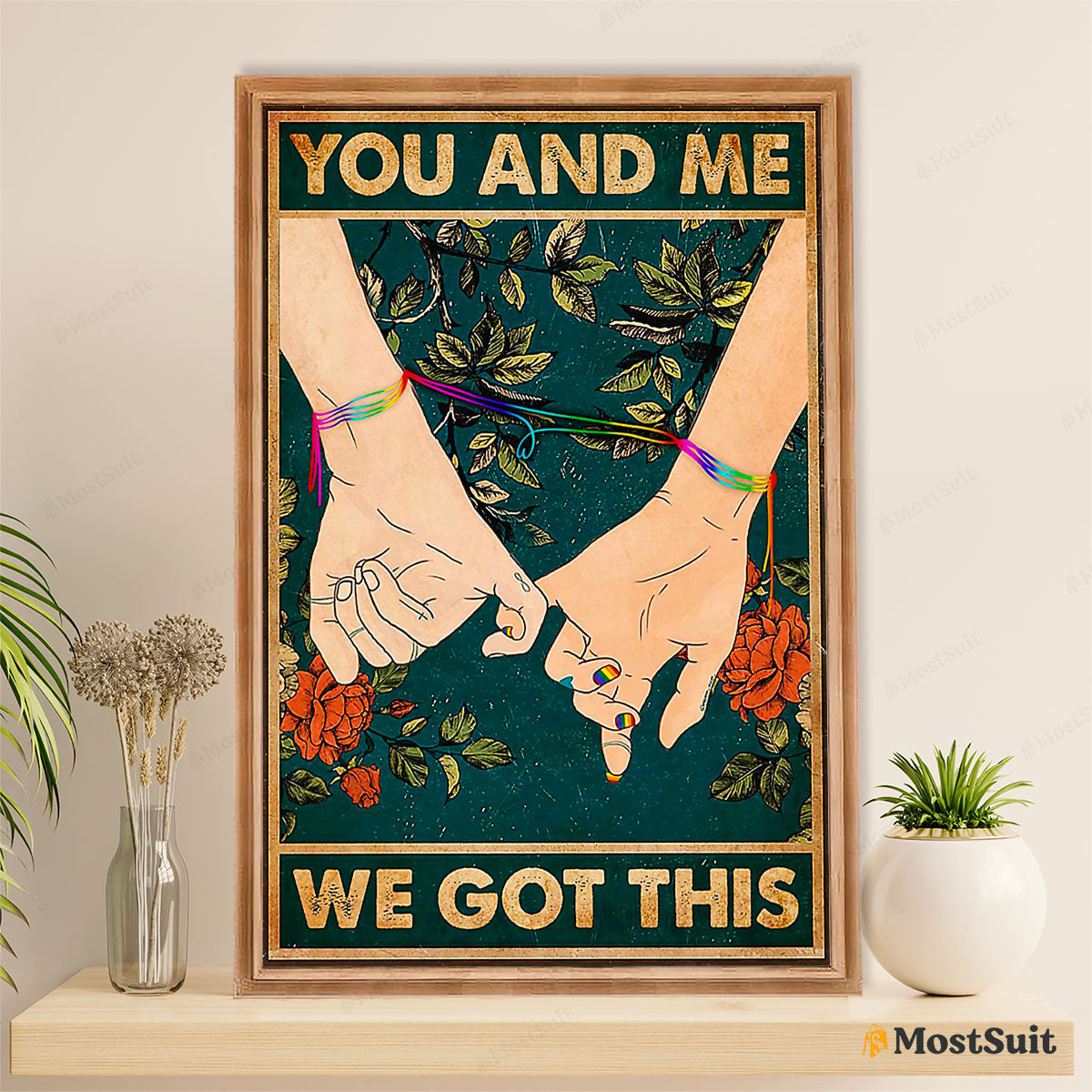 LGBT Gay Pride Month Poster Room Wall Art | Vintage Couple You And Me