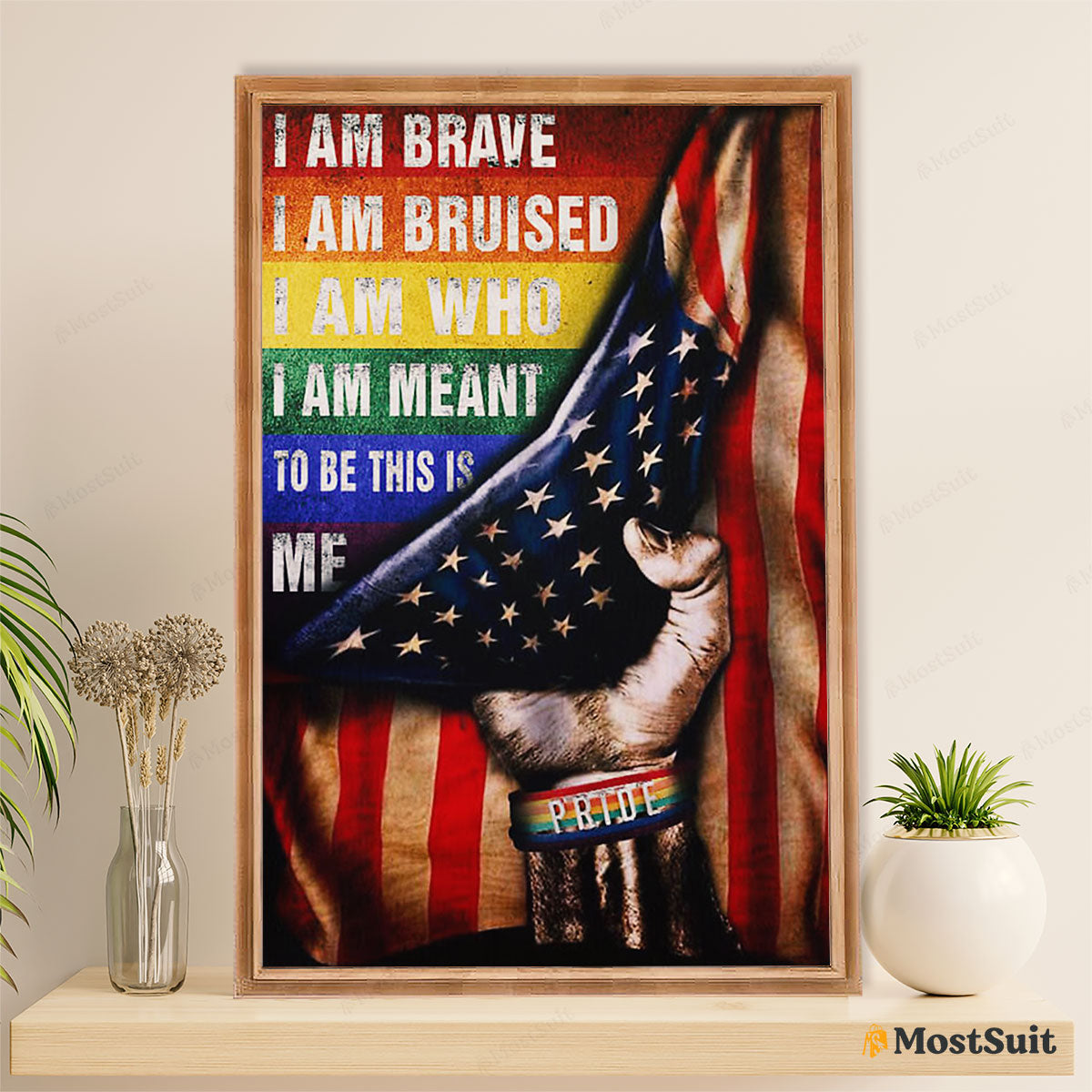 LGBT Gay Pride Month Poster Room Wall Art | American Flag LGBT