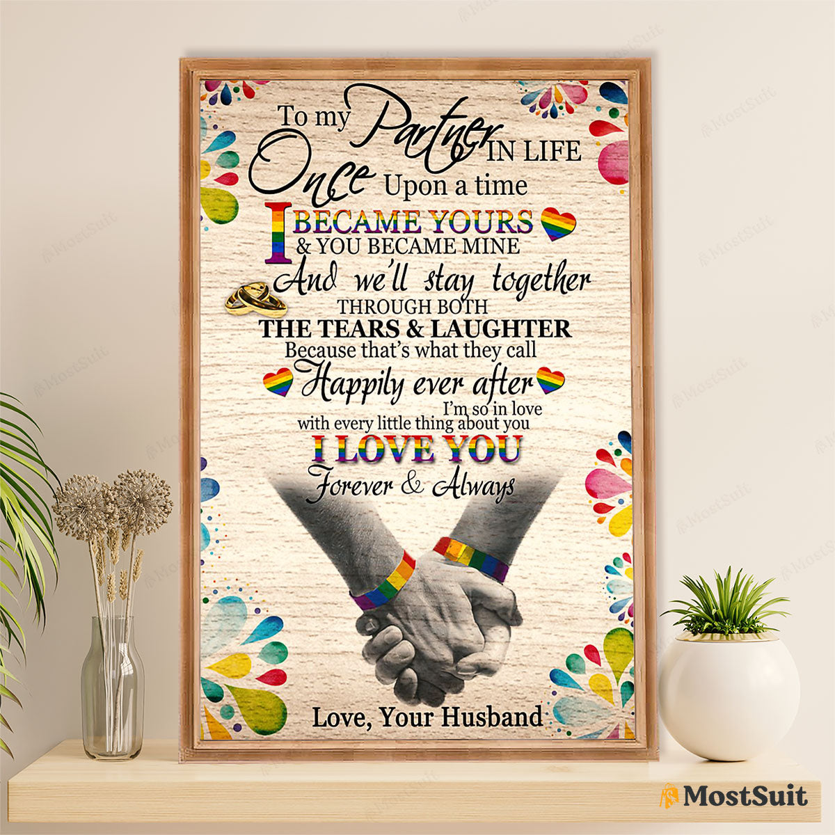 LGBT Gay Pride Month Poster Room Wall Art | From Husband To Wife
