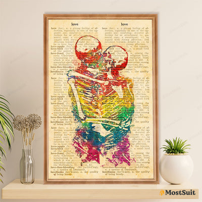 LGBT Gay Pride Month Poster Room Wall Art | Skeleton Couple Vintage