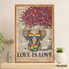 LGBT Gay Pride Month Poster Room Wall Art | Elephant Love Is Love