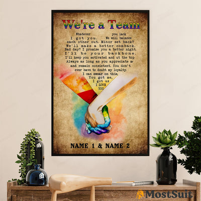 Customized Personalized Name LGBT Gay Pride Month Poster Room Wall Art | We're A Team