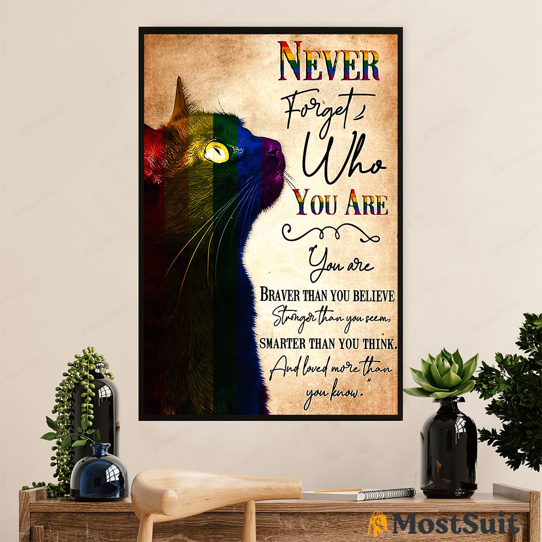 LGBT Gay Pride Month Poster Room Wall Art | Black Cat Gay