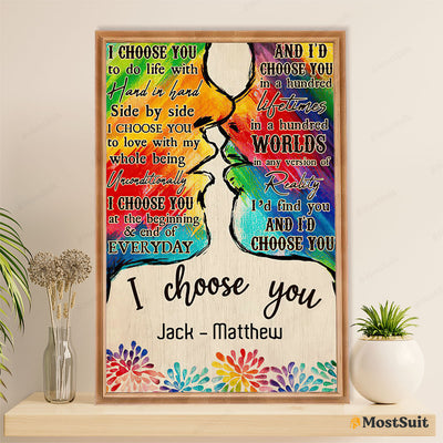 Customized Personalized Name LGBT Gay Pride Month Poster Room Wall Art | Couple Love I Choose You