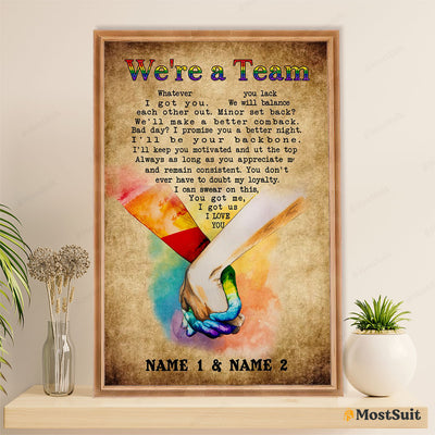 Customized Personalized Name LGBT Gay Pride Month Poster Room Wall Art | We're A Team