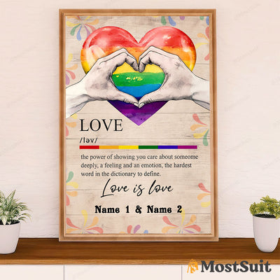 Customized Personalized Name LGBT Gay Pride Month Poster Room Wall Art | Couple Love Definition