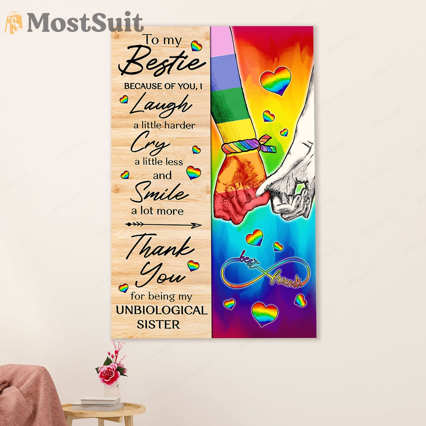 LGBT Gay Pride Month Poster Room Wall Art | Couple Bestie Quote