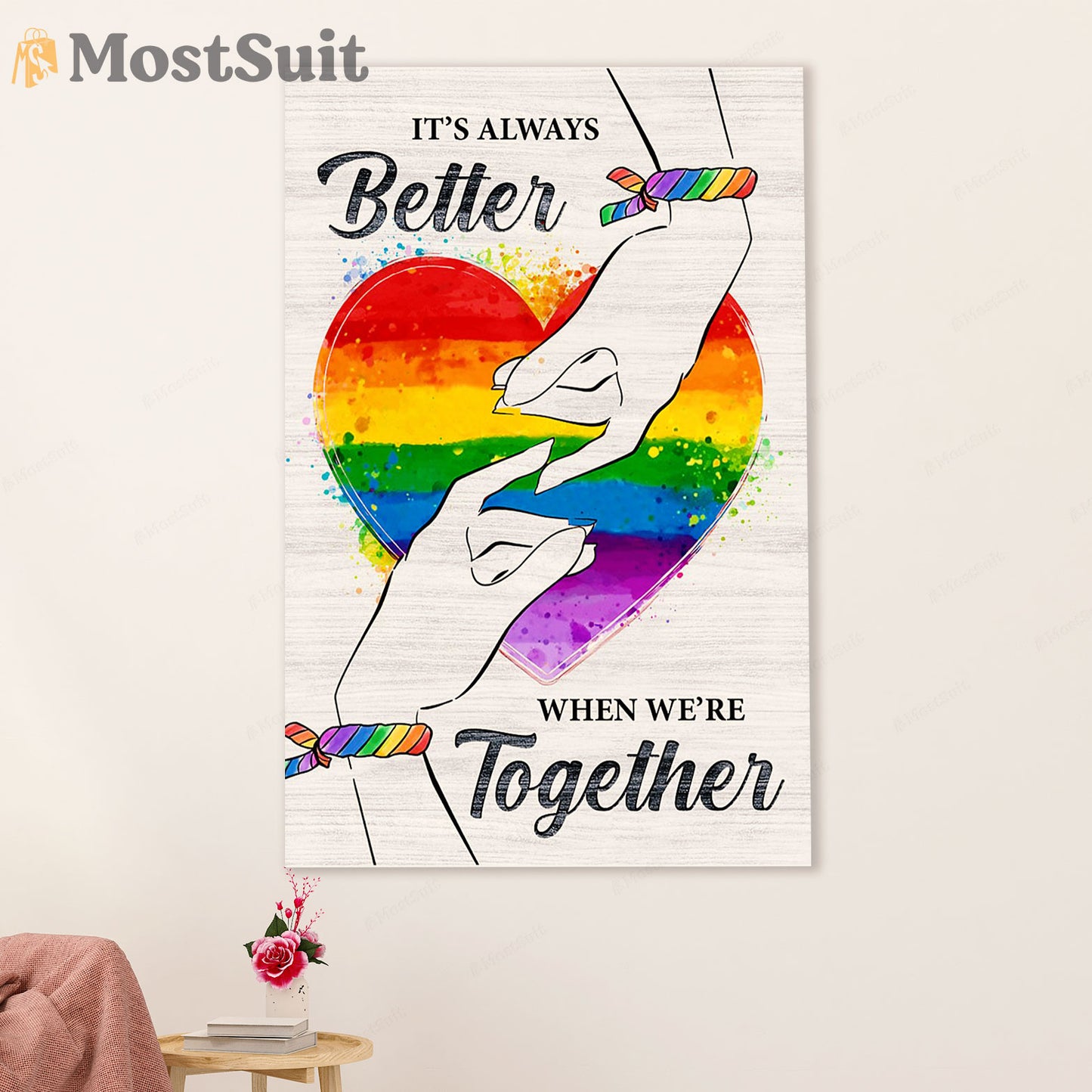 LGBT Gay Pride Month Poster Room Wall Art | Couple Hand Together