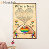 LGBT Gay Pride Month Poster Room Wall Art | Couple Love We are A Team