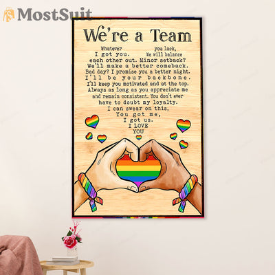 LGBT Gay Pride Month Poster Room Wall Art | Couple Love We are A Team