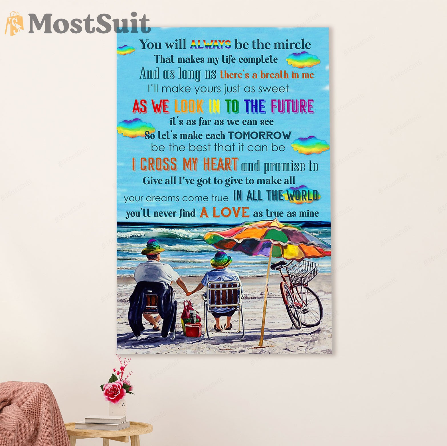 LGBT Gay Pride Month Poster Room Wall Art | Gay Husband Wife Couple