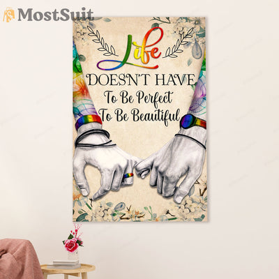 LGBT Gay Pride Month Poster Room Wall Art | Couple Hand Life